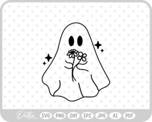 Ghost With Flowers Halloween SVG PNG DXF – Cricut Silhouette Cutting File