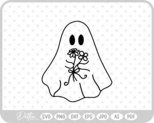 Ghost With Flowers Halloween SVG PNG DXF – Cricut Silhouette Cutting File