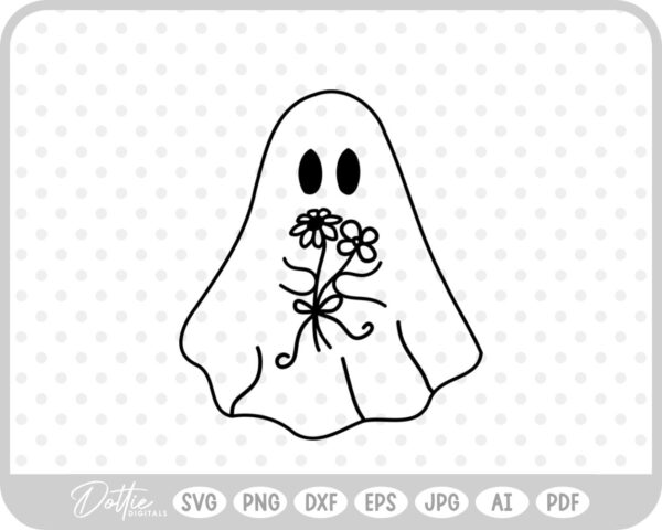 Ghost With Flowers Halloween SVG PNG DXF – Cricut Silhouette Cutting File