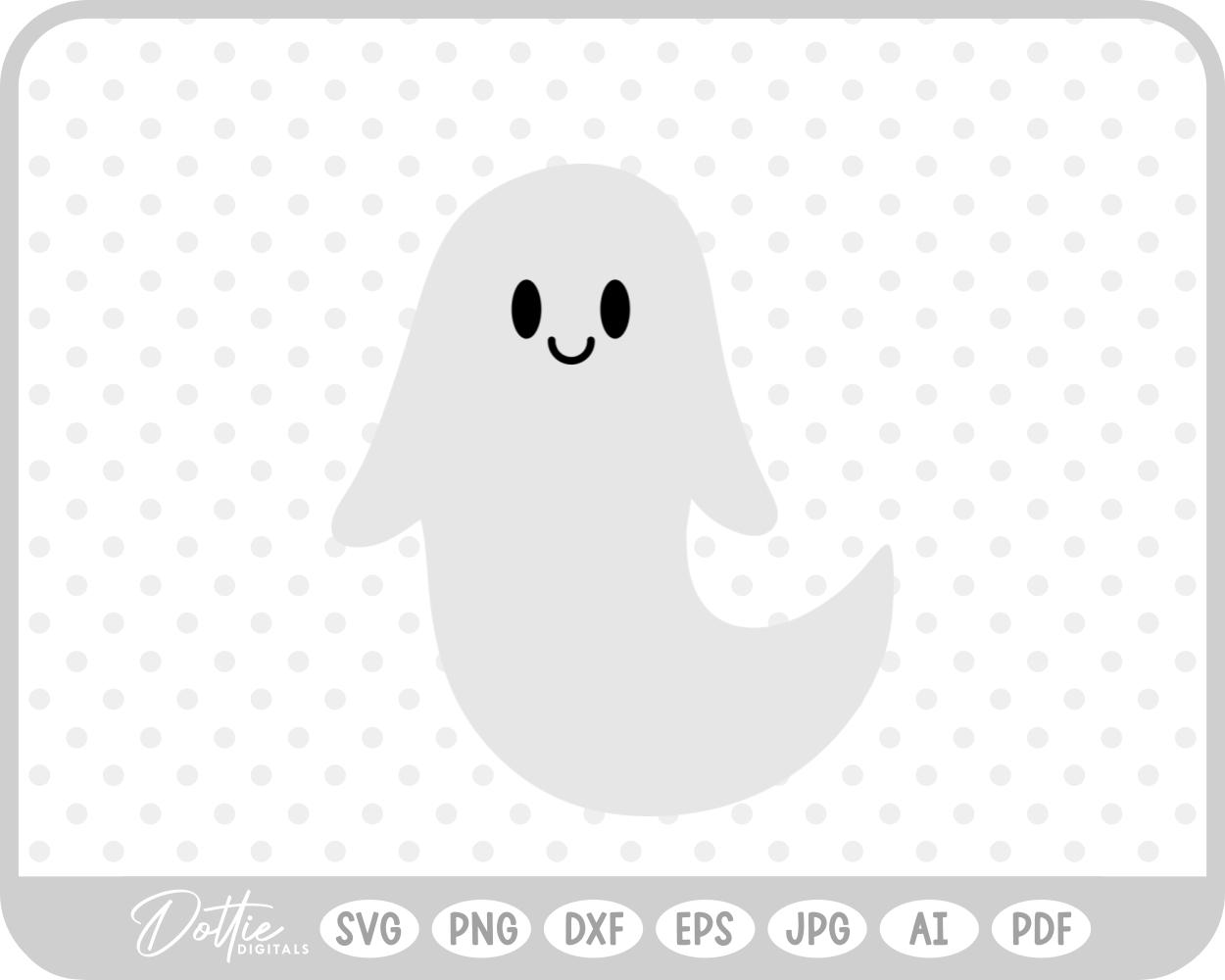 Ghost Halloween Cute Spooky October  SVG PNG DXF – Cricut Silhouette Cutting File