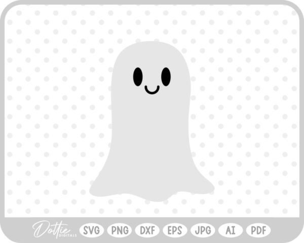 Ghost Halloween Cute Spooky October  SVG PNG DXF – Cricut Silhouette Cutting File