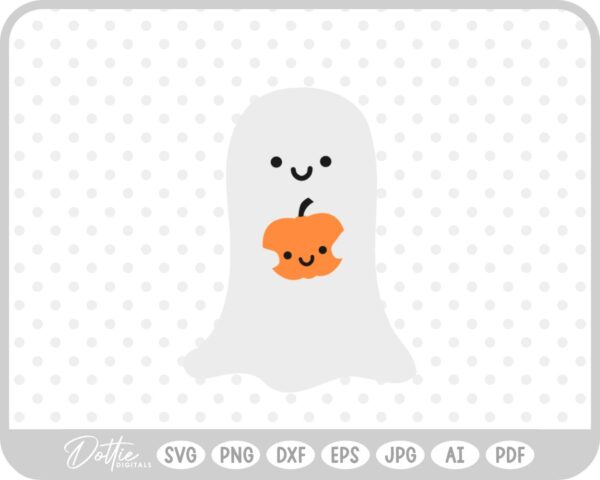 Ghost Holding Pumpkin SVG PNG DXF – Cricut Silhouette Cutting File