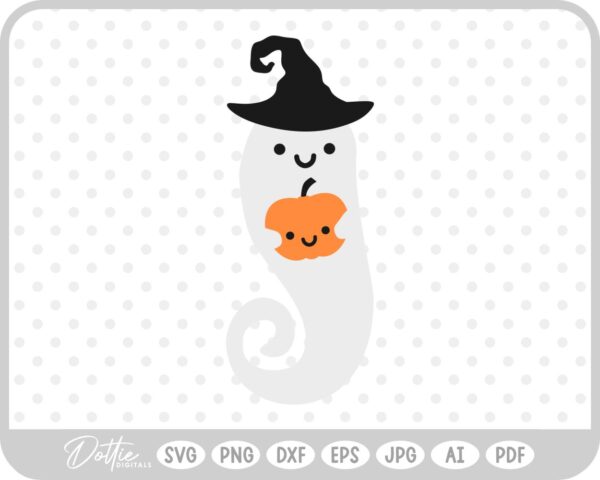 Ghost Holding Pumpkin SVG PNG DXF – Cricut Silhouette Cutting File
