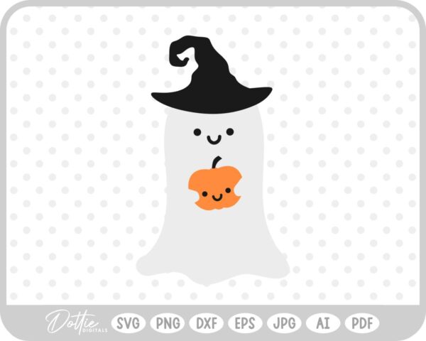 Ghost Holding Pumpkin SVG PNG DXF – Cricut Silhouette Cutting File