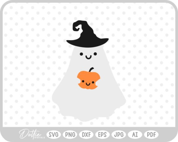 Ghost Holding Pumpkin SVG PNG DXF – Cricut Silhouette Cutting File