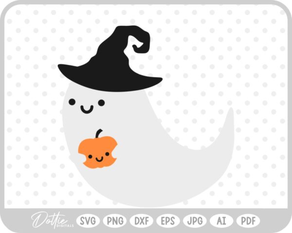 Ghost Holding Pumpkin SVG PNG DXF – Cricut Silhouette Cutting File