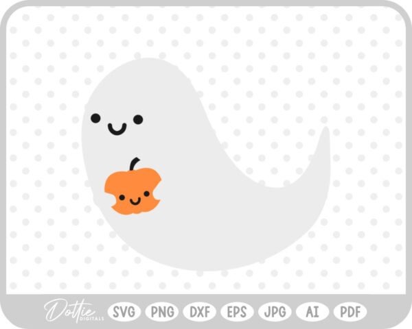 Ghost Holding Pumpkin SVG PNG DXF – Cricut Silhouette Cutting File