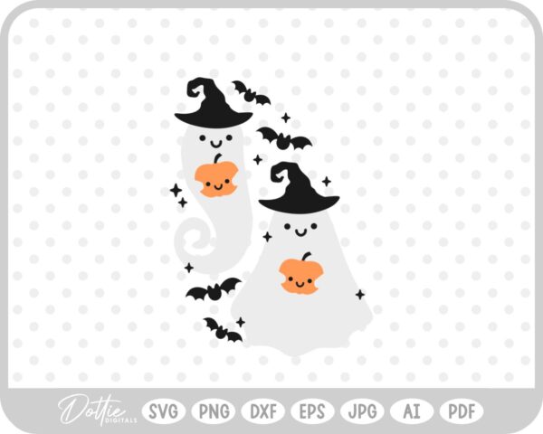 Ghost Holding Pumpkin SVG PNG DXF – Cricut Silhouette Cutting File