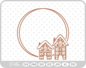 Gingerbread House Circle Wreath Border Frame Christmas SVG PNG DXF – Cricut Silhouette Cutting File