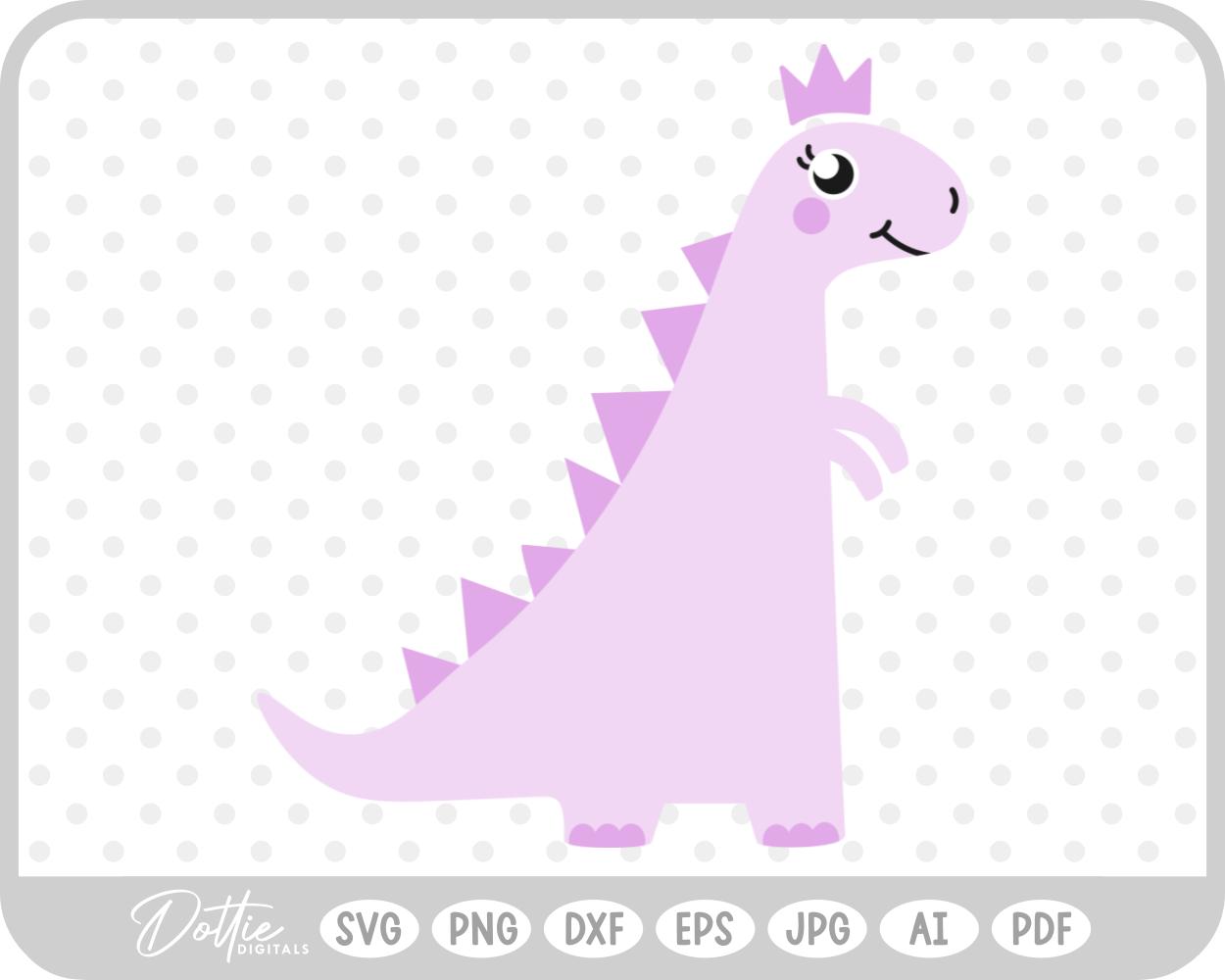 Cute Girly Dinosaur Pretty SVG PNG DXF – Cricut Silhouette Cutting File