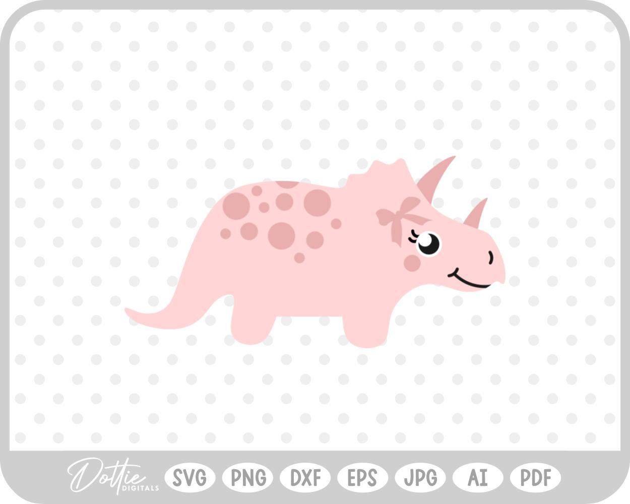 Cute Girly Dinosaur Pretty SVG PNG DXF – Cricut Silhouette Cutting File