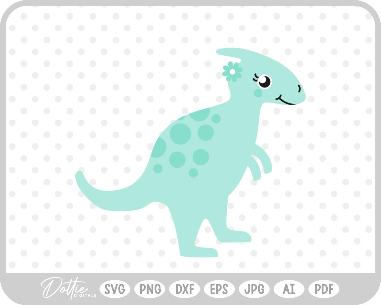 Cute Girly Dinosaur Pretty SVG PNG DXF – Cricut Silhouette Cutting File
