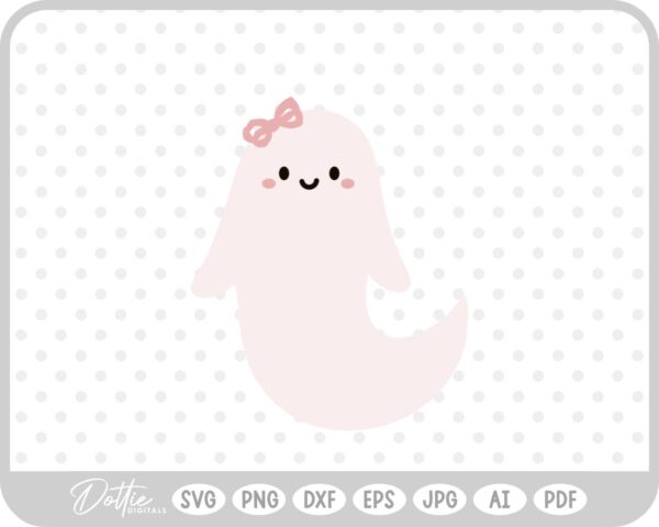 Girly Ghost Cute Halloween Pink Bow SVG PNG DXF – Cricut Silhouette Cutting File