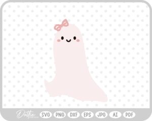 Girly Ghost Cute Halloween Pink Bow SVG PNG DXF – Cricut Silhouette Cutting File