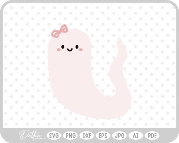 Girly Ghost Cute Halloween Pink Bow SVG PNG DXF – Cricut Silhouette Cutting File