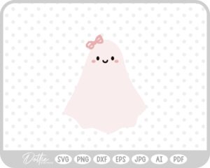 Girly Ghost Cute Halloween Pink Bow SVG PNG DXF – Cricut Silhouette Cutting File