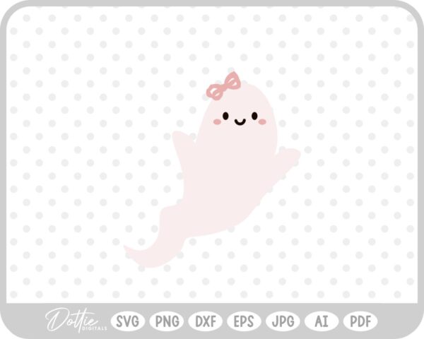 Girly Ghost Cute Halloween Pink Bow SVG PNG DXF – Cricut Silhouette Cutting File