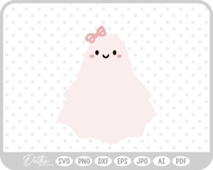 Girly Ghost Cute Halloween Pink Bow SVG PNG DXF – Cricut Silhouette Cutting File
