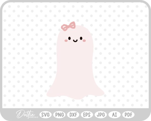 Girly Ghost Cute Halloween Pink Bow SVG PNG DXF – Cricut Silhouette Cutting File