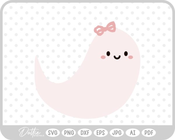 Girly Ghost Cute Halloween Pink Bow SVG PNG DXF – Cricut Silhouette Cutting File