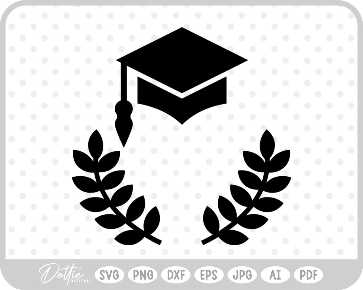 Laurel Wreath Graduation Cap  SVG PNG DXF – Cricut Silhouette Cutting File