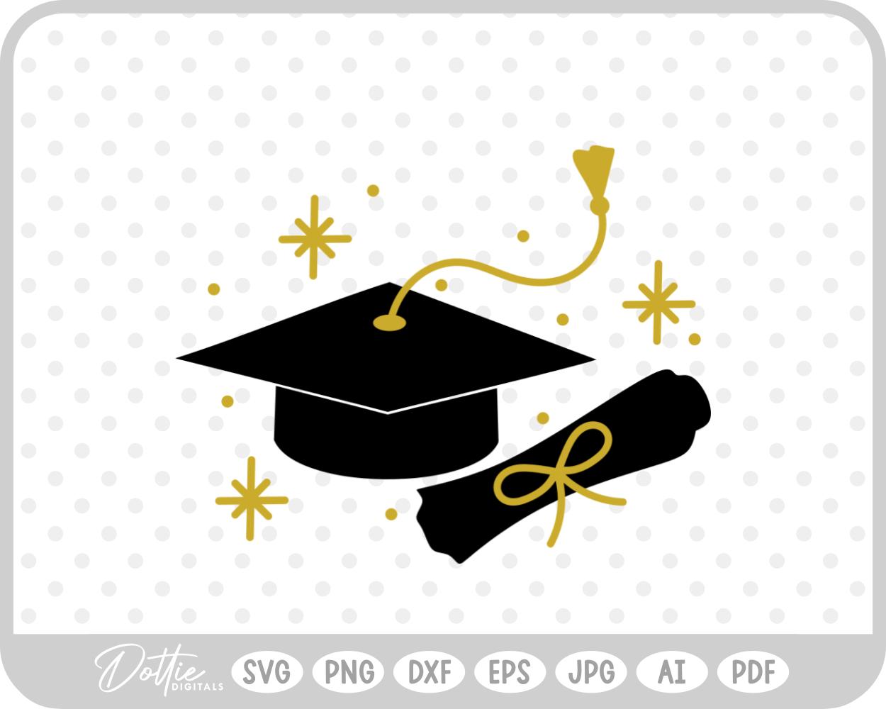 Graduation Diploma Scroll and Cap SVG PNG DXF – Cricut Silhouette Cutting File