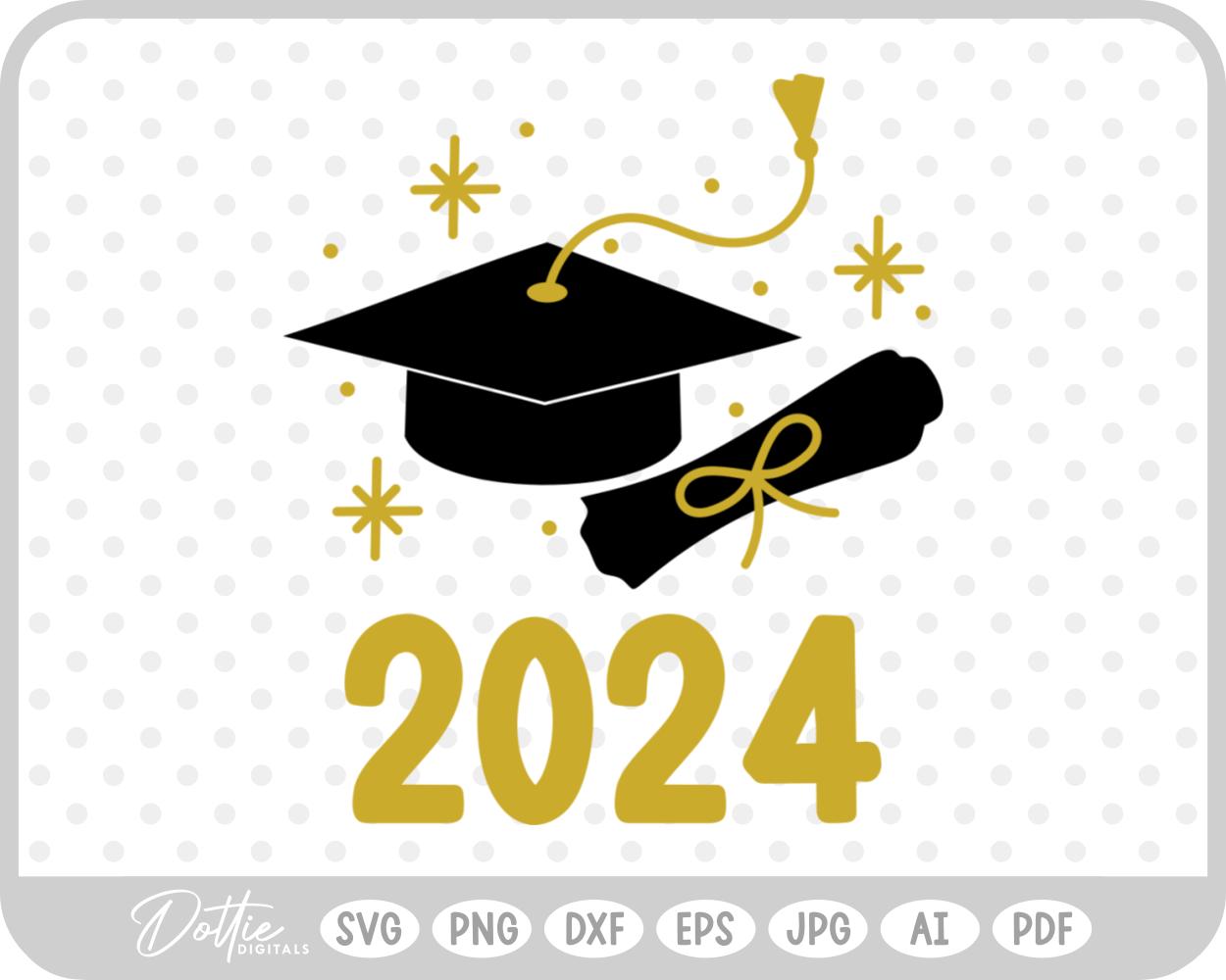 Graduation Diploma and Cap 2024 SVG PNG DXF – Cricut Silhouette Cutting File