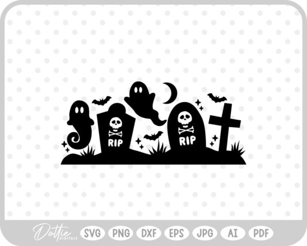 Zombie Hand Gravestone Tombstone Scene Cemetery Halloween SVG PNG DXF – Cricut Silhouette Cutting File