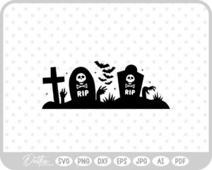 Zombie Hand Gravestone Tombstone Scene Cemetery Halloween SVG PNG DXF – Cricut Silhouette Cutting File