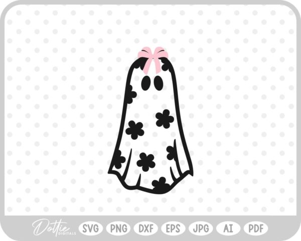 Halloween Bow Girlie Cute Flower Ghost SVG PNG DXF – Cricut Silhouette Cutting File