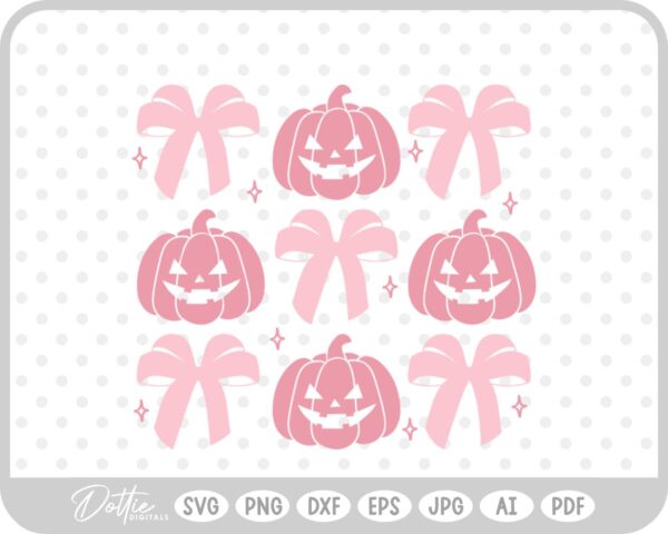 Halloween Bow Girlie Cute Pumpkin SVG PNG DXF – Cricut Silhouette Cutting File