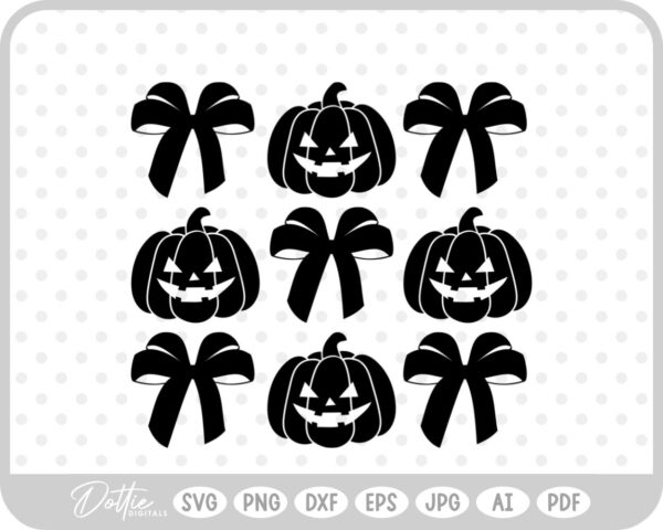 Halloween Bow Girlie Cute Pumpkins SVG PNG DXF – Cricut Silhouette Cutting File