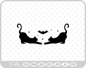 Halloween Cats and Bat SVG PNG DXF – Cricut Silhouette Cutting File