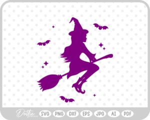 Witch Broomstick Hat Halloween SVG PNG DXF – Cricut Silhouette Cutting File