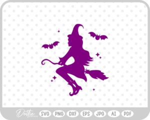 Witch Broomstick Hat Halloween SVG PNG DXF – Cricut Silhouette Cutting File