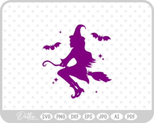 Witch Broomstick Hat Halloween SVG PNG DXF – Cricut Silhouette Cutting File