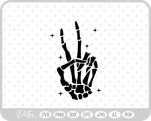 Peace Sign Skeleton Bones Halloween SVG PNG DXF – Cricut Silhouette Cutting File