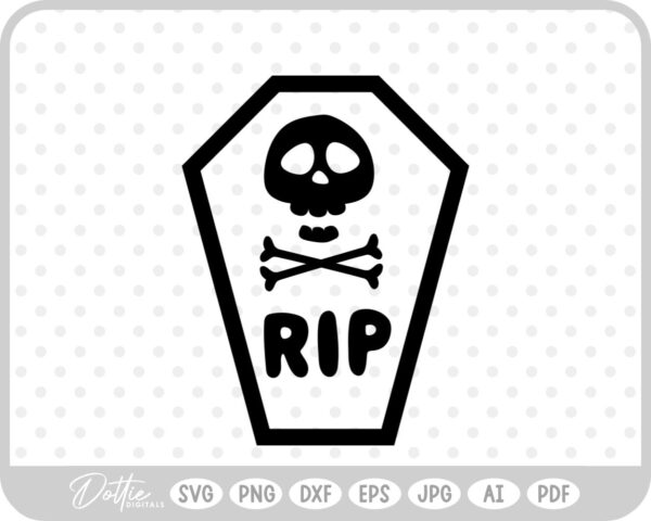 RIP Skull And Cross Bones Coffin Halloween SVG PNG DXF – Cricut Silhouette Cutting File