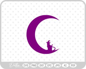 Cat Witch Hat Moon Halloween SVG PNG DXF – Cricut Silhouette Cutting File