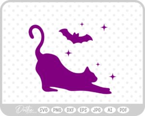 Cat Witch Halloween Bat Sparkle SVG PNG DXF – Cricut Silhouette Cutting File