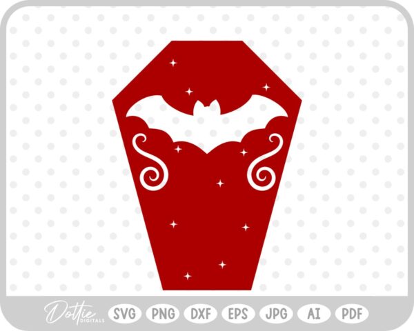 Bat Coffin Vampire Halloween SVG PNG DXF – Cricut Silhouette Cutting File
