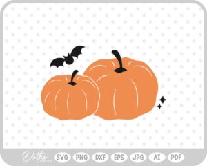 Pumpkins and Bat Halloween SVG PNG DXF – Cricut Silhouette Cutting File