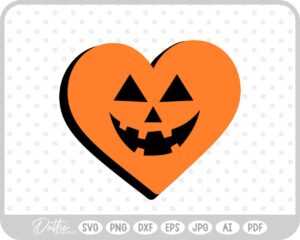 Spooky Pumpkin Halloween Heart SVG PNG DXF – Cricut Silhouette Cutting File