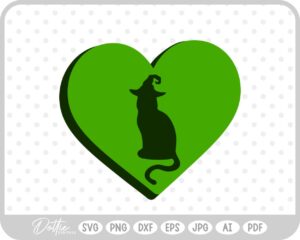 Witch Cat Halloween Heart SVG PNG DXF – Cricut Silhouette Cutting File