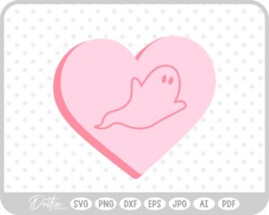 Cute Spooky Ghost Halloween Heart SVG PNG DXF – Cricut Silhouette Cutting File