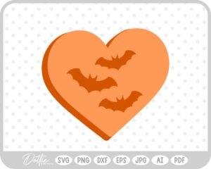 Spooky Bats Halloween Heart SVG PNG DXF – Cricut Silhouette Cutting File