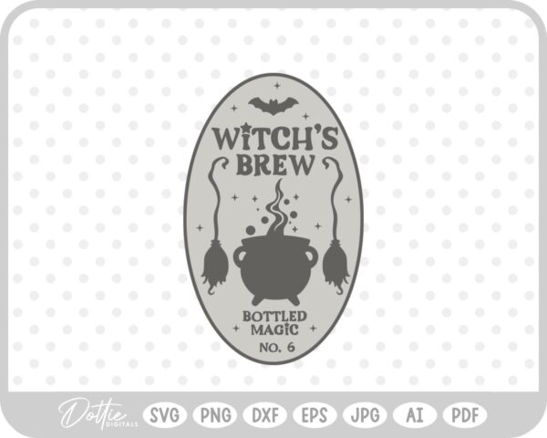 Witch's Brew Potion Bottle Label Halloween Witch SVG PNG DXF – Cricut Silhouette Cutting File