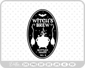 Witch's Brew Potion Bottle Label Halloween Witch SVG PNG DXF – Cricut Silhouette Cutting File