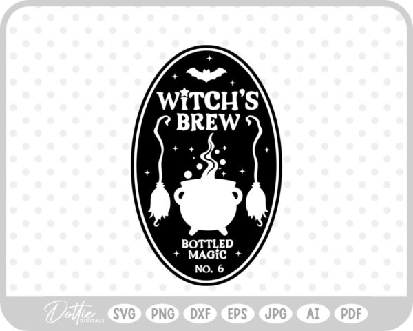 Witch's Brew Potion Bottle Label Halloween Witch SVG PNG DXF – Cricut Silhouette Cutting File