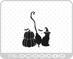 Halloween Bats Cat Broom Witch SVG PNG DXF – Cricut Silhouette Cutting File
